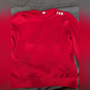 J. Crew Red Crewneck Sweater with Shoulder Buttons